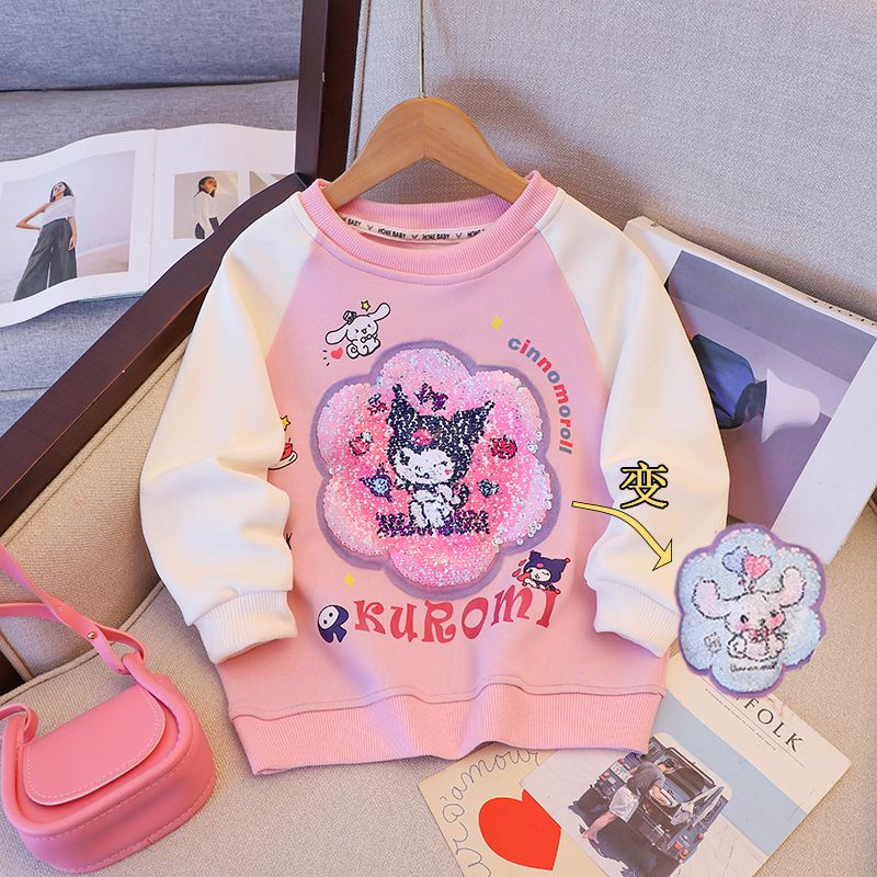 Áo Sweater Đính Kim Sa Hình Mặt Cười Ngôi Sao Thay Đổi Màu Sắc Công Chúa elsa Dễ Thương Mùa Thu 2023 Cho Bé Gái