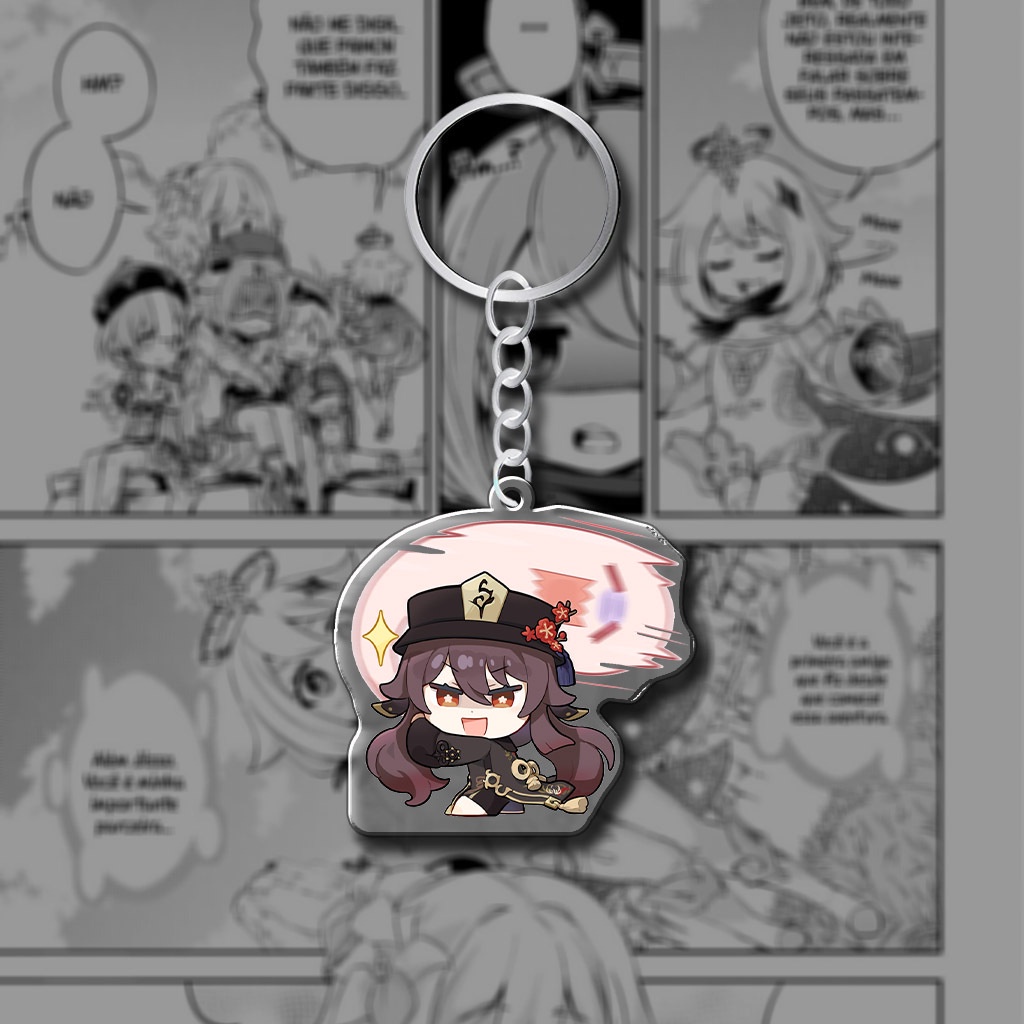 Móc khóa mica in hình nhân vật Hutao Genshin impact trang trí túi xách balo làm quà tặng lưu niệm