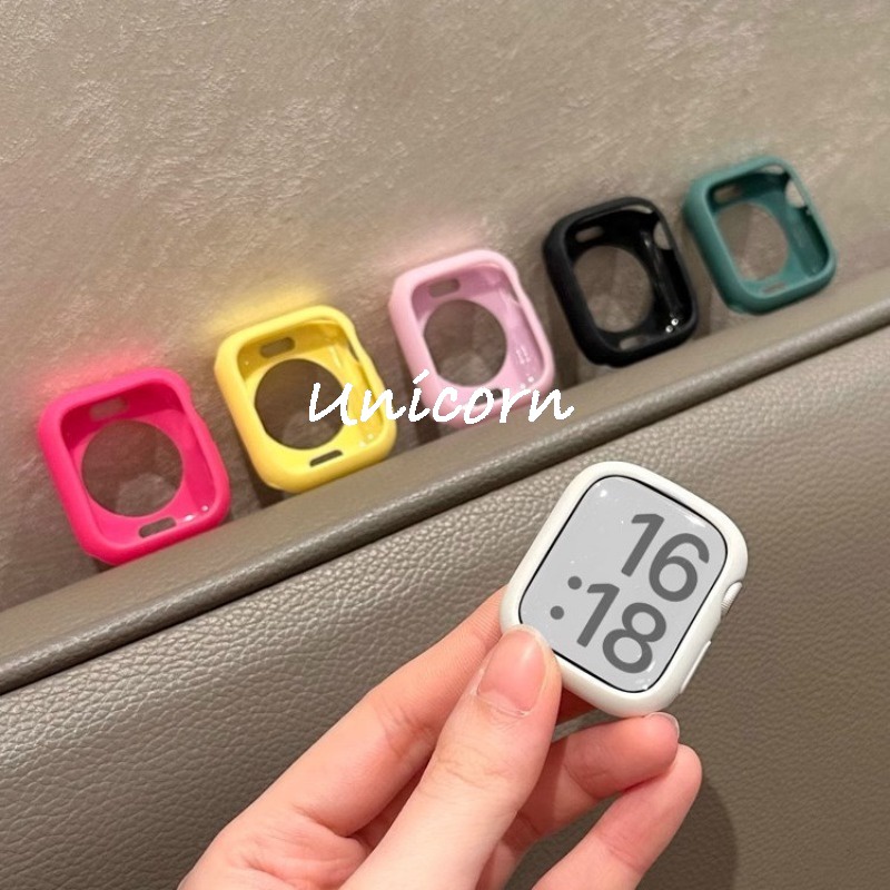 Ốp Bảo Vệ Bằng Silicon Mềm Màu Kẹo Cho apple watch 9 8 7 6 se 5 4 8 ultra 2 45mm 42mm 38mm 44mm 40mm 41mm