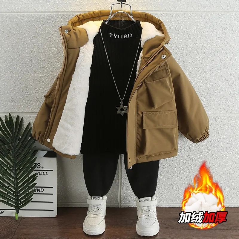 Áo Khoác cotton Lót Nhung Dày Dặn Giữ Ấm Mùa Đông Kiểu Mới 2023 Cho Bé Trai