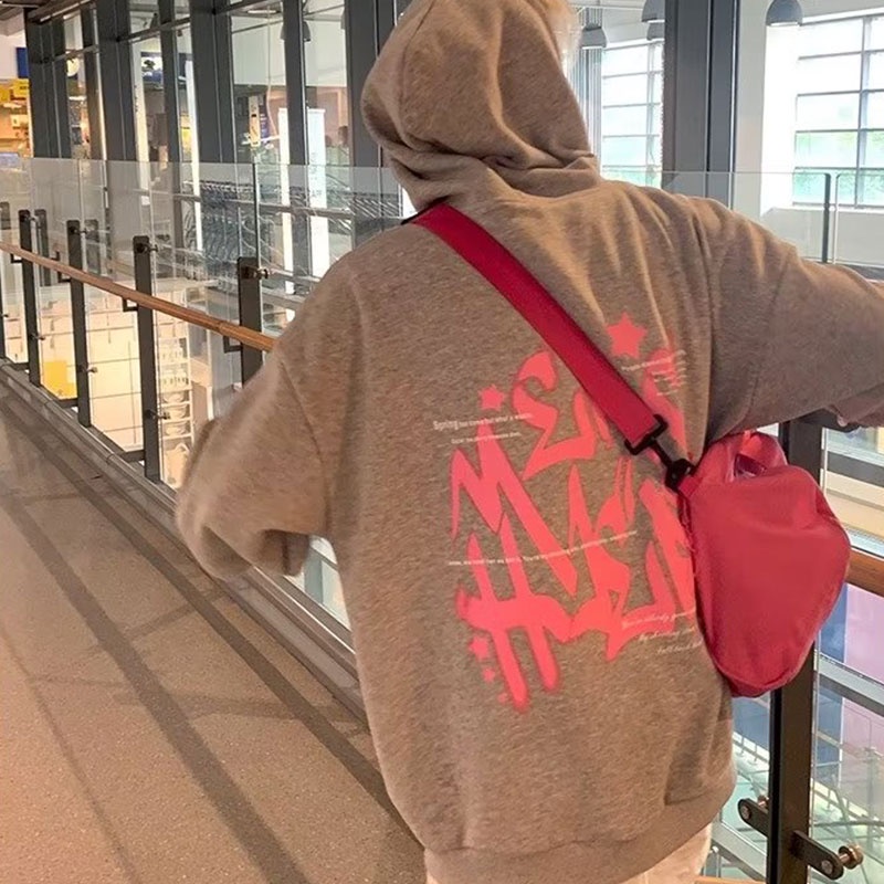 Áo hoodie VUNC dáng rộng in chữ phong cách hip hop đường phố Mỹ cá tính cho nam