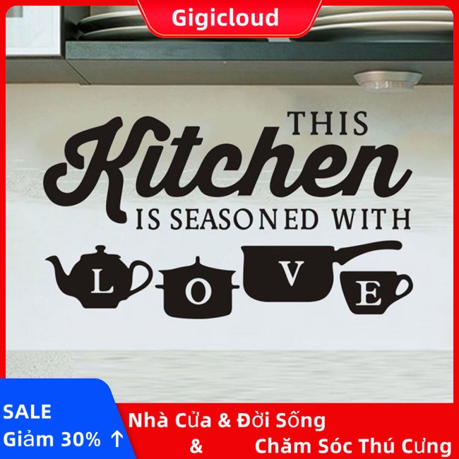Gigicloud sticker Dán Tường Bằng pvc In Chữ kitchen love Cá Tính Có Thể Tháo Gỡ Cho Nhà Bếp