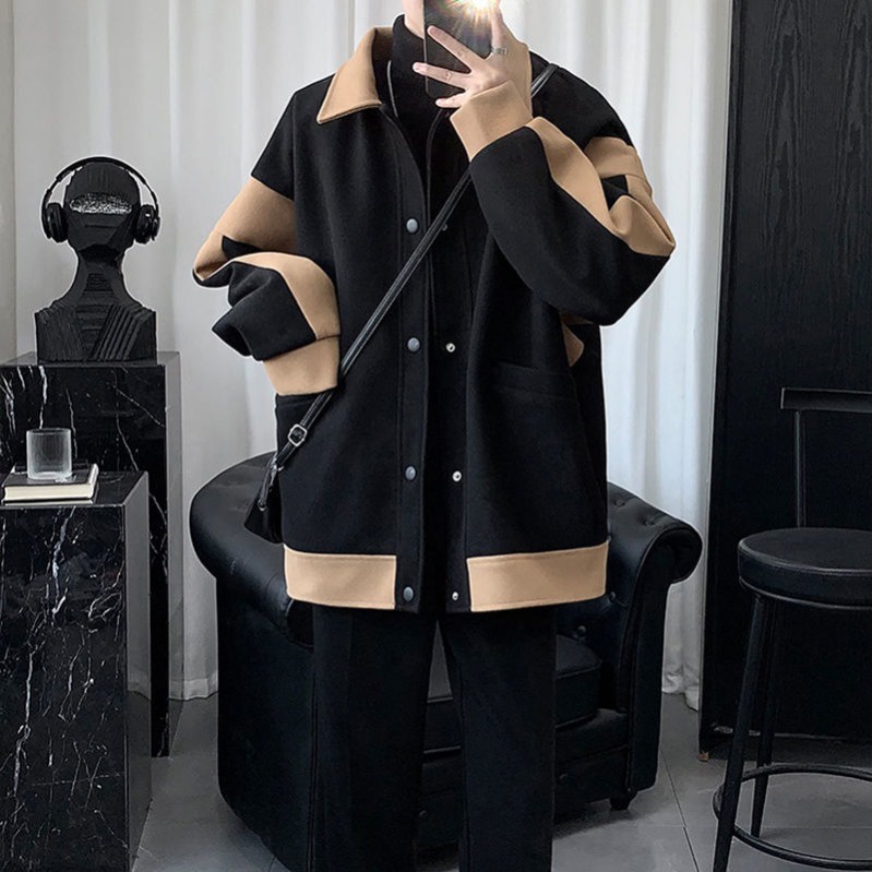 Áo Khoác Nam Vải Len plus size Phong Cách Hàn Quốc Thời Trang Thu Đông