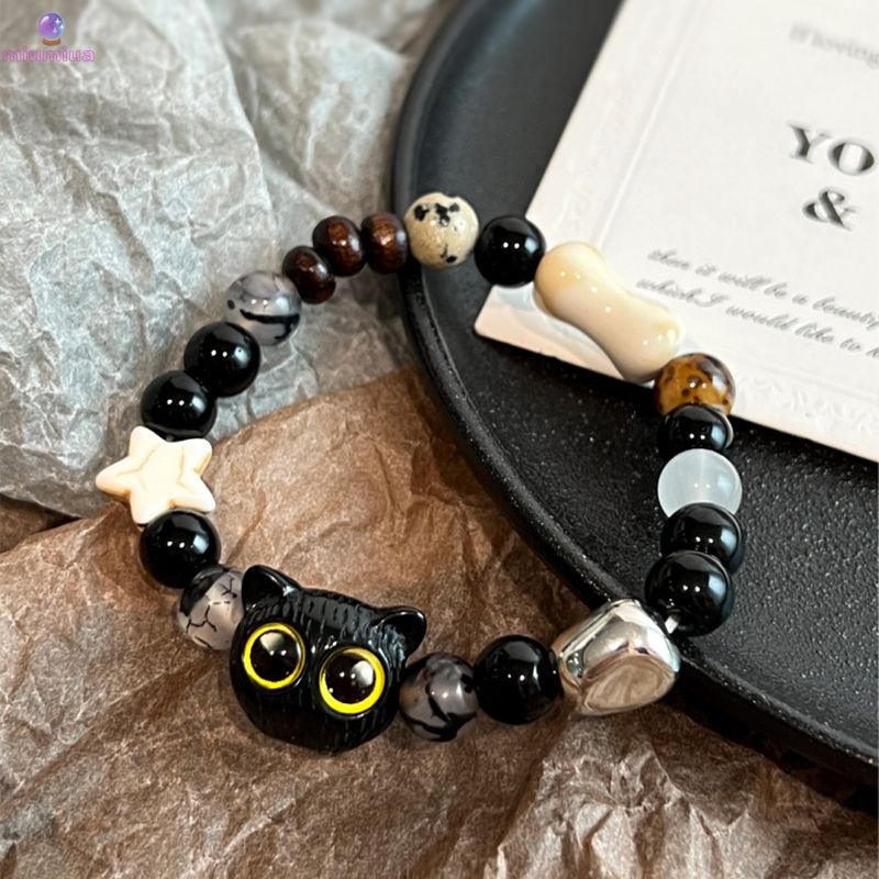 Miumiua🔮Vòng Tay Hình Mèo Đen Phong Cách Trung Hoa Thời Trang Mùa Hè 2023