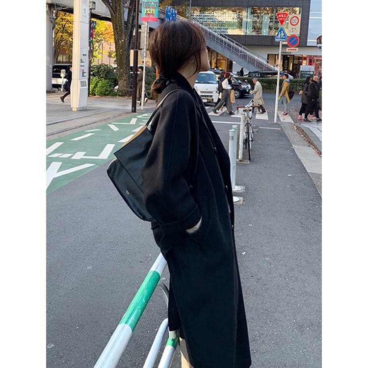 TINGYAXIU Áo Khoác Len Dáng Dài Thời Trang Thu Đông Cho Nữ