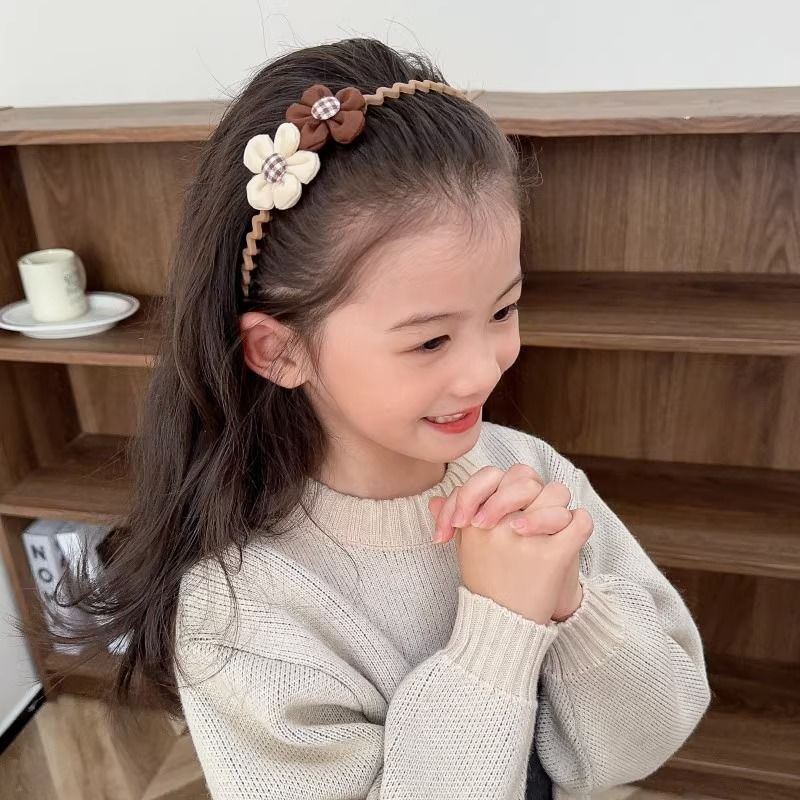 Băng Đô Cài Tóc Màu Cà Phê Thời Trang Hàn Quốc Chống Trượt Có Răng Và Cài Tóc Cho Bé Gái