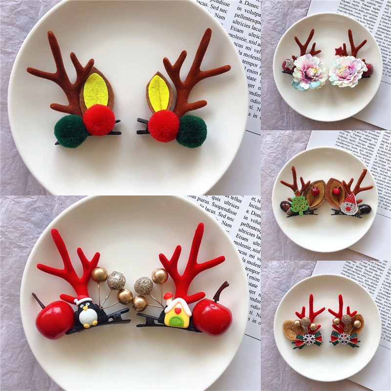 Kẹp Tóc Hình Sừng Hươu Hoạt Hình Vui Nhộn Thời Trang Giáng Sinh 2022 Llky