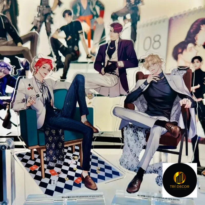 Mô hình Standee HoneyTrouble Rắc rối ngọt ngào Acrylic BL Korea Anime Jiheo Wooju Phụ kiện trang trí để bàn góc học tập