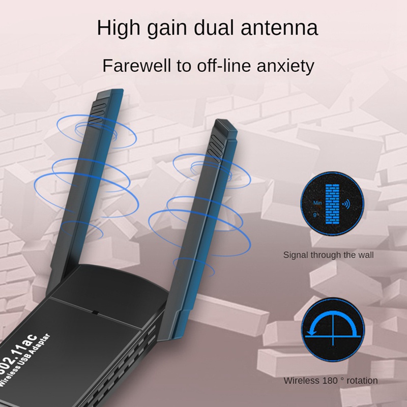 Chip usb Thu Sóng wifi 1300Mbps 2.4g / 5g Băng Tần Kép Cho pc