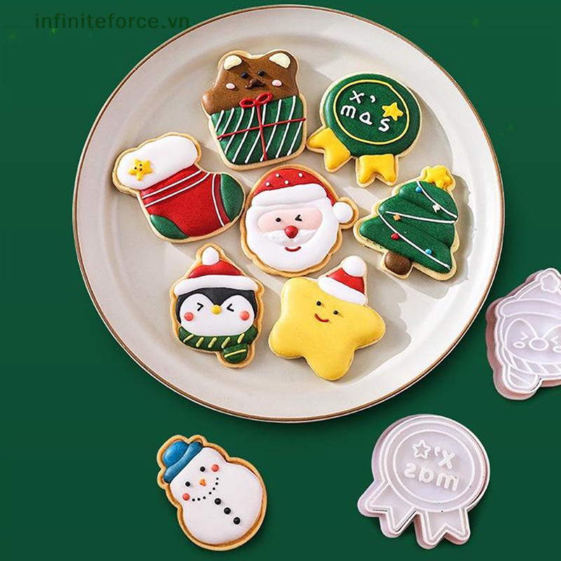 Set 8 / 10 / 11 Khuôn Làm Bánh Quy / Kẹo Mềm / Bánh Quy Họa Tiết Giáng Sinh
