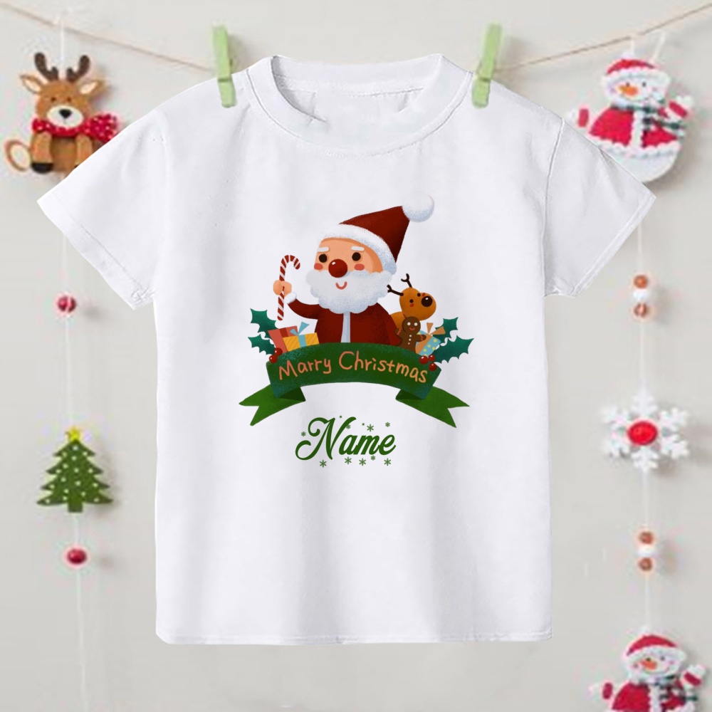 Cá Tính Giáng Sinh Áo Thun Santa Sack Bé Trai Bé Gái Trang Phục Tiệc Sinh Nhật Hoạt Hình Giáng Sinh Có Tên Quần Áo Trẻ Em Tùy Chỉnh