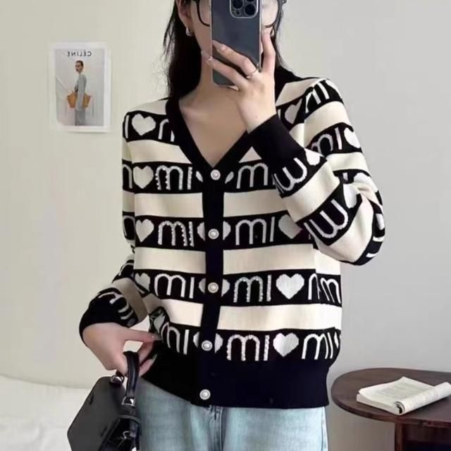 Áo Khoác cardigan Cổ v Tay Dài In Chữ Thời Trang Xuân Thu 2023