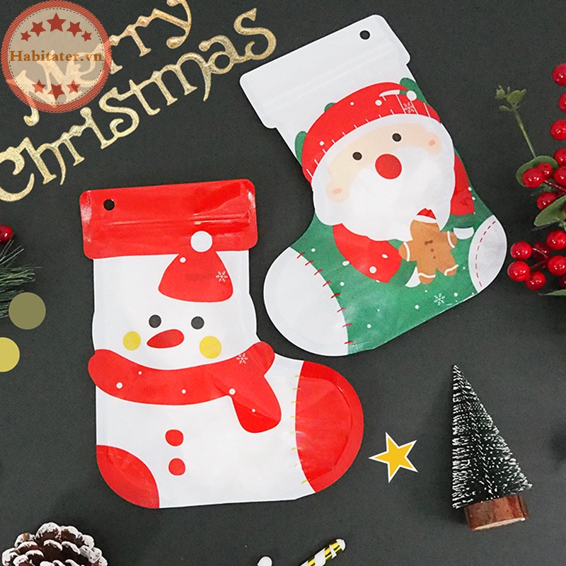 Set 10 Túi Nhựa Đựng Quà Giáng Sinh Dễ Thương