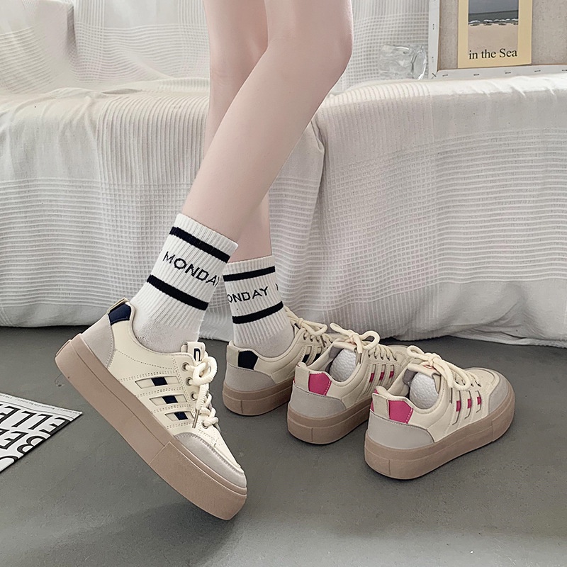 Clemine Giày Thể Thao Da Phong Cách retro Thời Trang Cho Nữ