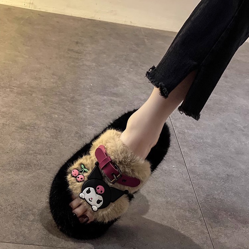 Yaoli Dép cotton Đế Dày Thời Trang Thu Đông