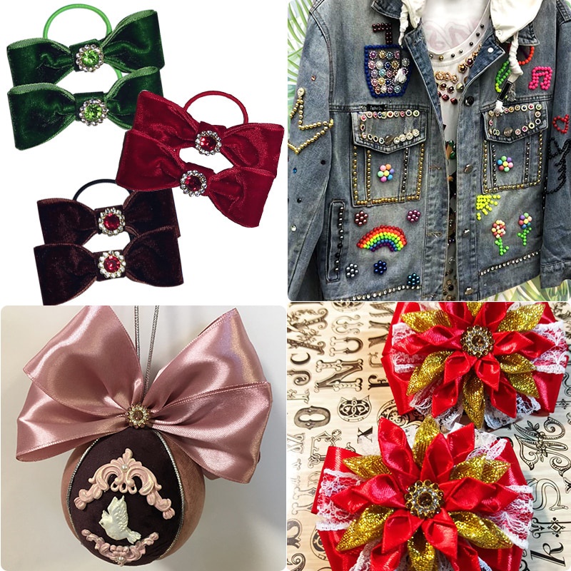 1 Phụ Kiện Nút Cài Áo Hình Hoa Đính Đá Lấp Lánh diy