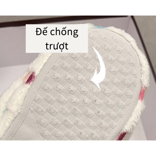 Dép lông cừu dép lông sang chảnh dép lông đi trong nhà cute dép bông dép lông nữ dép lông đen dép lông đế cao
