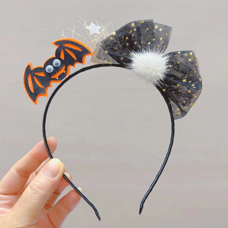 Kẹp Tóc Hình Bí Ngô / Dơi / Nhện Phối Lưới Đính Nơ Xinh Xắn Cho Dịp halloween