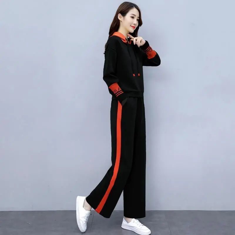 Bộ Đồ Thể Thao Dài Tay Có Mũ Trùm Dáng Rộng Thời Trang Mùa Thu Đông Dành Cho Nữ