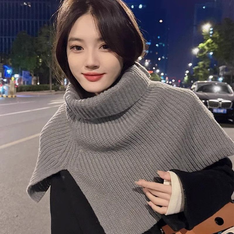 Khăn Choàng Cổ Bằng Len Dệt Kim Giữ Ấm Chống Lạnh Xẻ Tà Thời Trang Thu Đông Phong Cách Hàn Quốc Cho Nữ