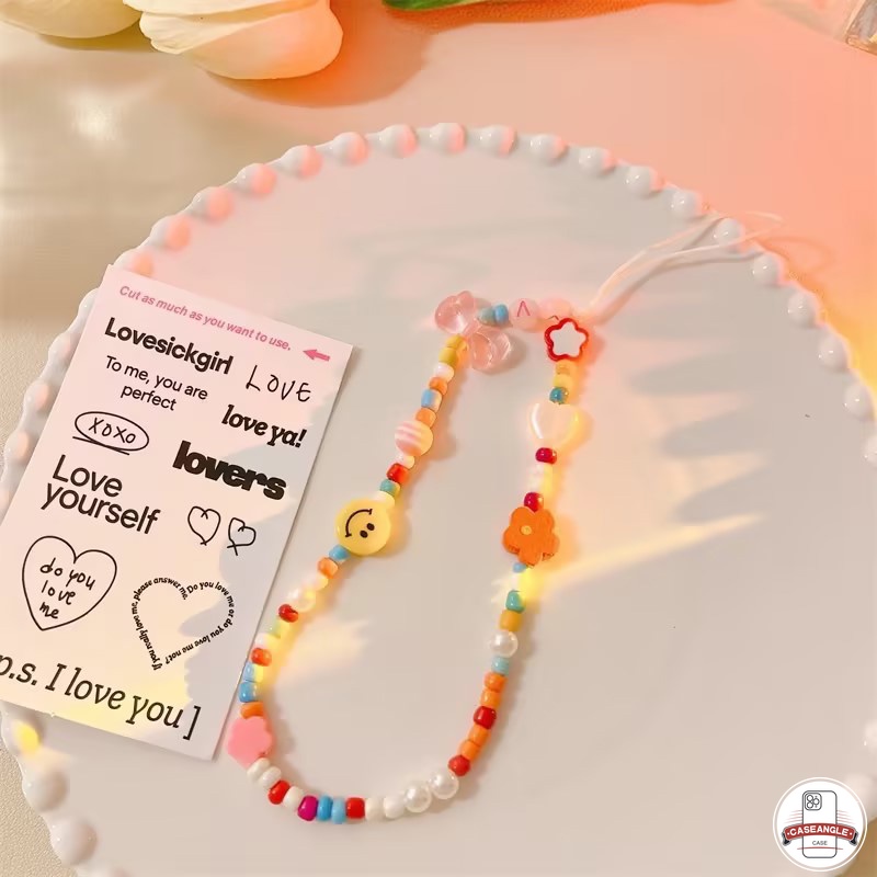 Chuỗi Hạt acrylic Thủ Công Nhiều Màu Sắc Chống Thất Lạc Thời Trang Nữ Tính Kèm Dây Đeo Điện Thoại