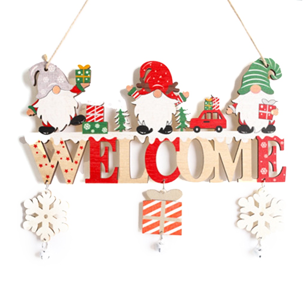 Biển Hiệu Treo Cửa Gỗ Trang Trí Giáng Sinh Hình Ông Già Noel / Người Tuyết / Nai Sừng Tấm
