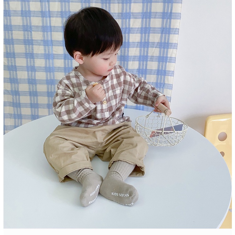 Áo Sơ Mi Tay Dài Dáng Rộng Sọc Ca Rô Thời Trang Cá Tính Cho Bé Trai