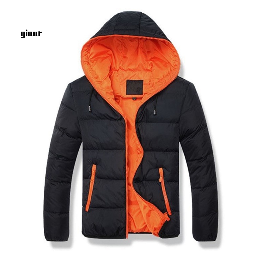 Giaurz Áo Khoác Khóa Kéo Có Mũ Trùm Đầu Giữ Ấm Mùa Đông Cho Nam