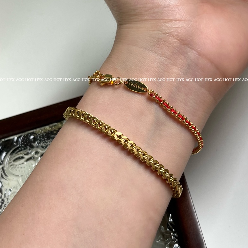 Vòng Tay Thép Titan Bện Dây May Mắn Cho Nữ