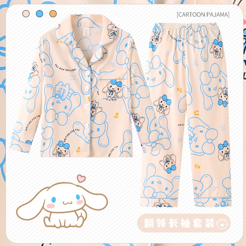 Bộ Đồ Ngủ Tay Dài 105-165cm in Họa Tiết Hoạt Hình Dễ Thương Thời Trang Xuân Thu Cho Bé Gái