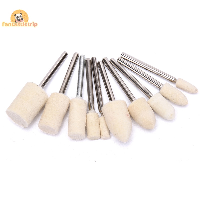 Set 10 Đầu Mài Đánh Bóng Bằng Len Nỉ Cho Máy Khoan Tiện Dụng Mới
