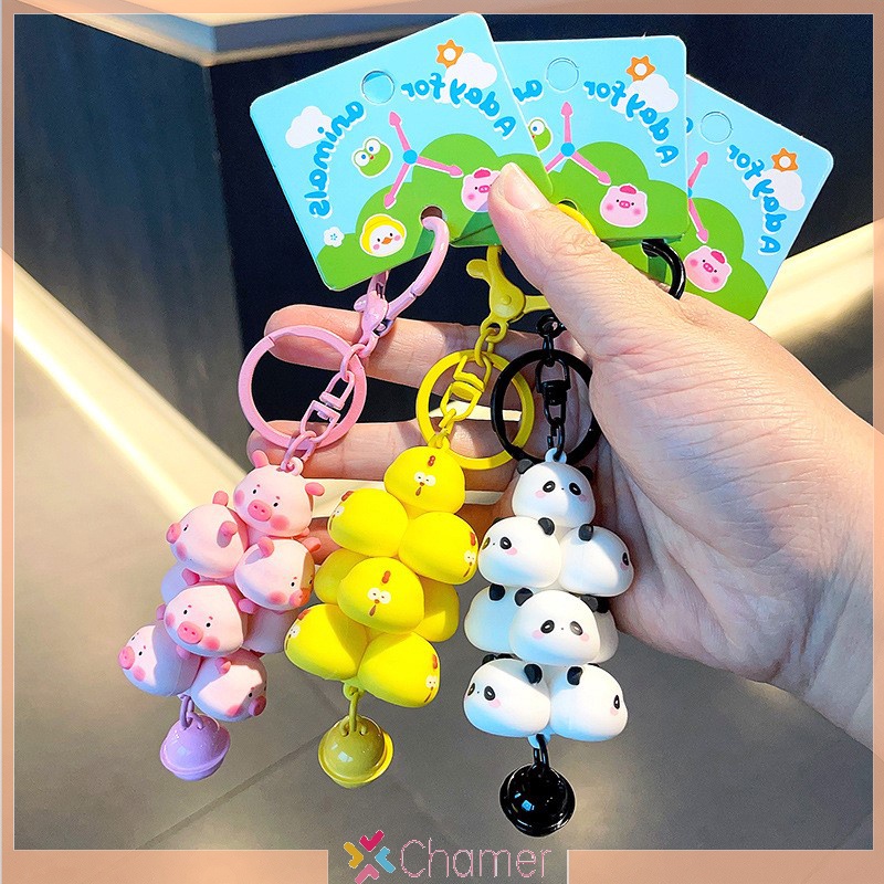 Móc Chìa Khóa pvc Hình Động Vật / Gà / Gấu Trúc / Heo Con Dễ Thương Làm Quà Tặng Cho Phụ Nữ Và Trẻ Em Mới