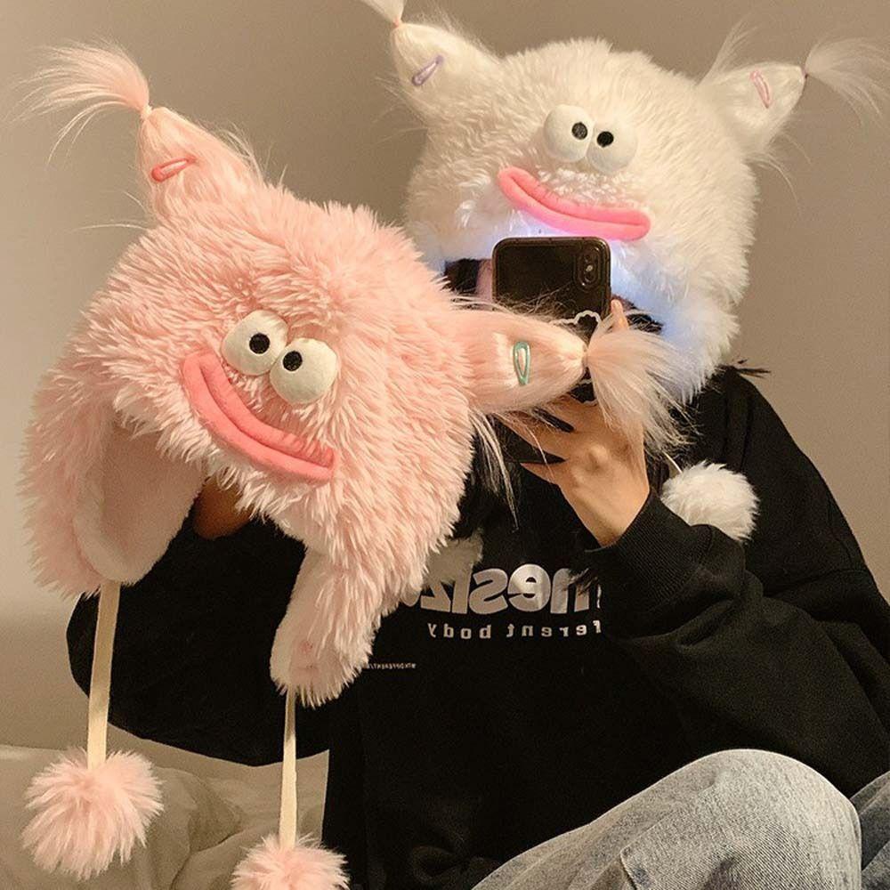 Mũ bomber Vải Bông Dày Dặn Giữ Ấm Tai Thỏ Vui Nhộn Thời Trang Mùa Đông