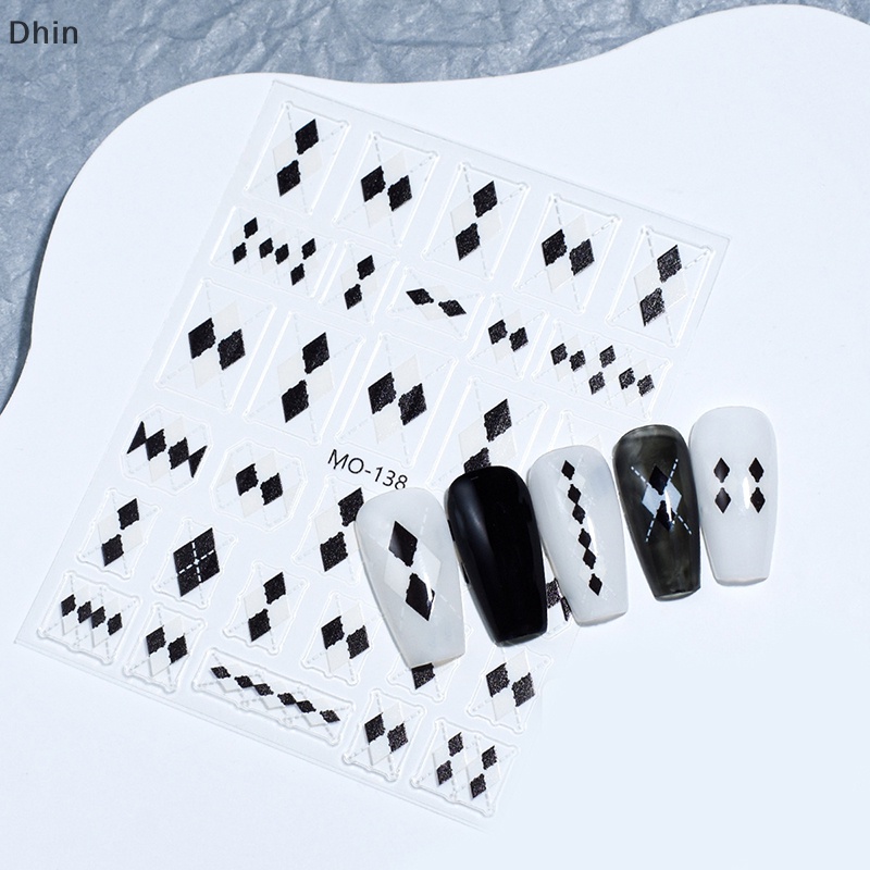 1 Tờ Nhãn Dán Trang Trí Móng Tay 3d Tự Dính Họa Tiết Kẻ Sọc Caro Màu caramel