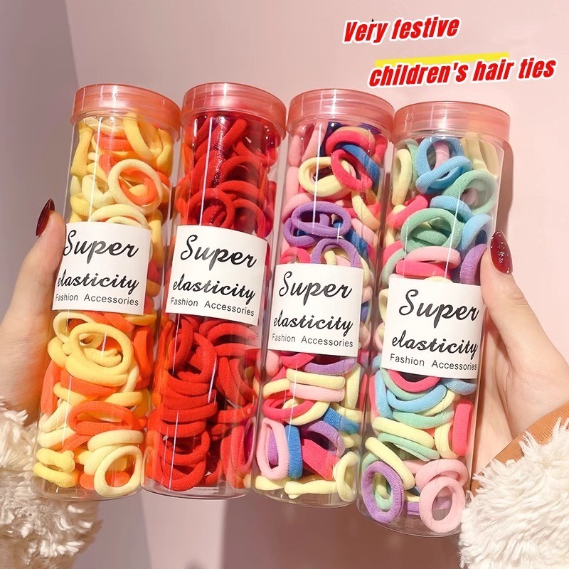 Set 100 Dây Thun Buộc Tóc Nhiều Màu