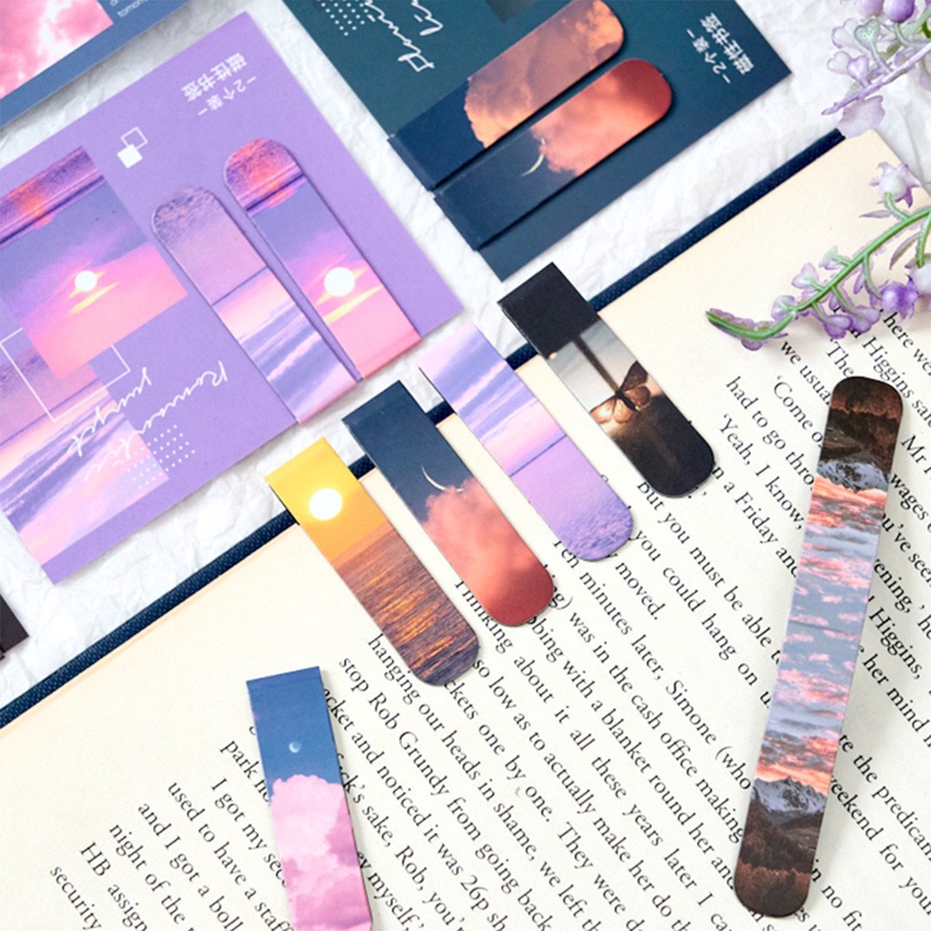 Bộ 2 Kẹp Đánh Dấu Sách Từ Tính Hình Phong Cảnh Dễ Thương Cho Nam Và Nữ