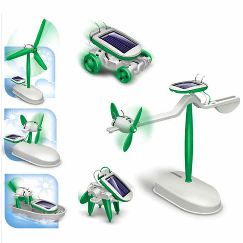 6 in 1 Solar DIY Educational Kit Toy Boat Fan Car Robot Windmill Puppy