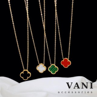 Ko đen gỉ - dây chuyền cỏ 4 lá hai mặt trắng đen thép titan - vani store - ts001028