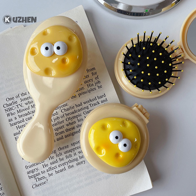 Kuzhen Lược Chải Tóc Túi Khí Hình Phô Mai mini Dễ Thương Phụ Kiện Bán Chạy