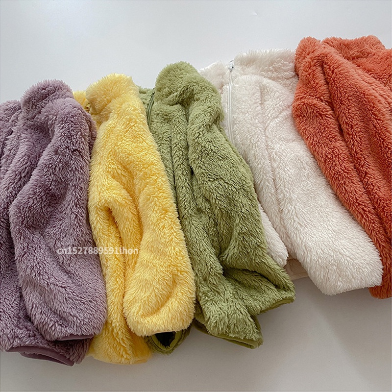 Áo Khoác Lót Lông Cừu Giữ Ấm Thời Trang Xuân Thu Cho Bé