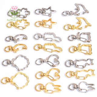 [SayMakerLace] 10 Chiếc Mặt Trăng Dễ Thương Trái Tim Động Vật Hoa Rỗng DIY Móc Khóa Phụ Kiện Tôm Hùm Khóa Móc Khóa Vòng Chìa Khóa Với Vòng Mở 8mm