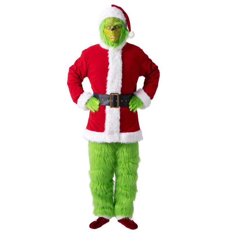 Grinch Bộ Đồ Hóa Trang Quái Vật Tóc Xanh Lá Cây cosplay Giáng Sinh cos mask Thef