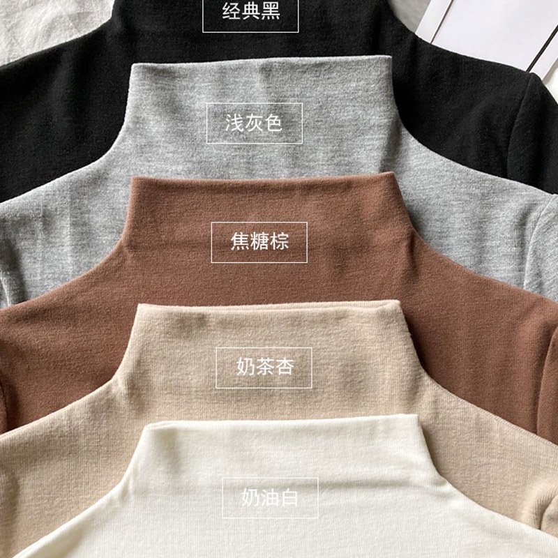 Áo Thun Tay Dài Cổ Cao Thời Trang Thu Đông Dành Cho Nữ