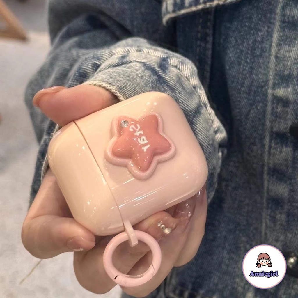 Thời Trang Vỏ Bảo Vệ Hộp Sạc Tai Nghe bluetooth airpods 1 2 3 pro 2 Hình Ngôi Sao 3d Màu Hồng Dễ Thương