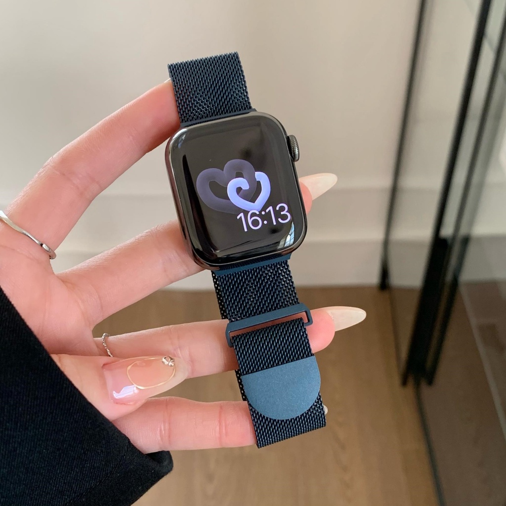 Dây đồng hồ nam châm kim loại Milanese cho Apple Watch 9 8 7 6 5 se 40mm 41mm 44mm 45mm 49mm