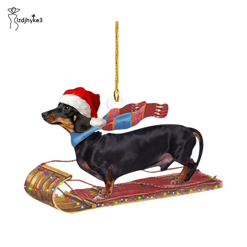 Dachshund Chó Cây Giáng Sinh Trang Trí Gương Ô Tô Treo Mặt Dây Chuyền Giáng Sinh Trang Trí Treo Dấu Hiệu Cho Trong Nhà Nhà Đảng