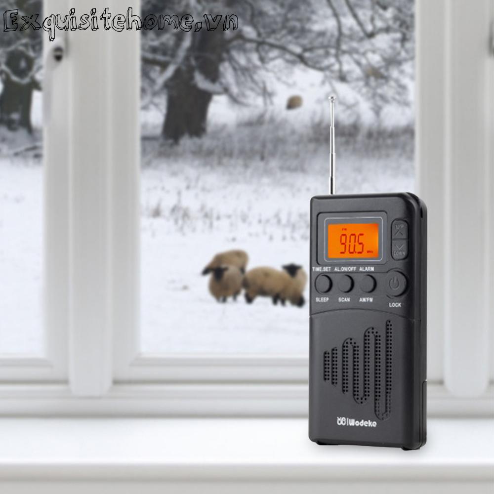 Radio mini Cầm Tay Có jack Cắm Tai Nghe am fm Màn Hình lcd Kỹ Thuật Số Thích Hợp Cho Cắm Trại / Đi Bộ