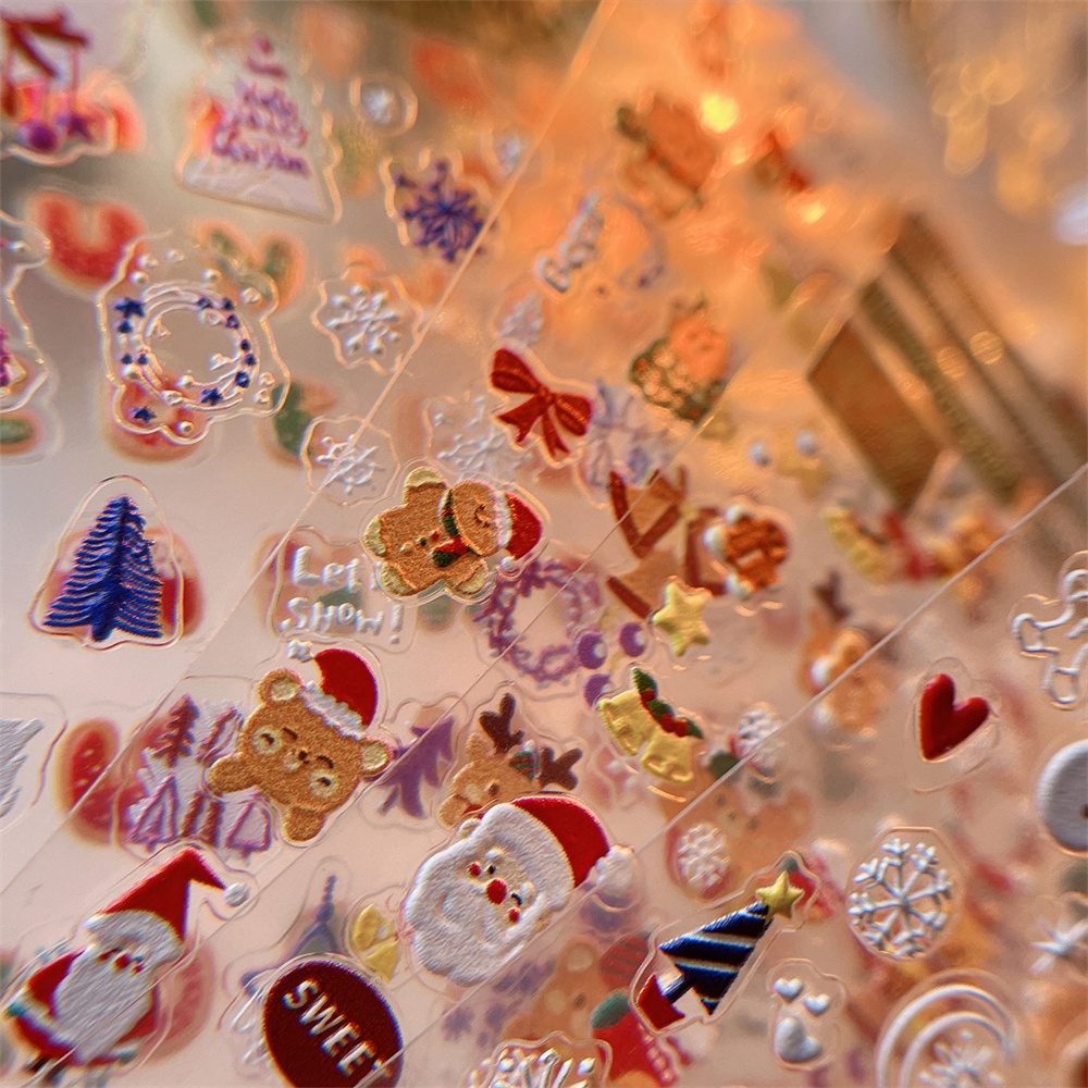 Set 5 Hình Dán 3d Chủ Đề Giáng Sinh Xinh Xắn Dùng Để Trang Trí Móng