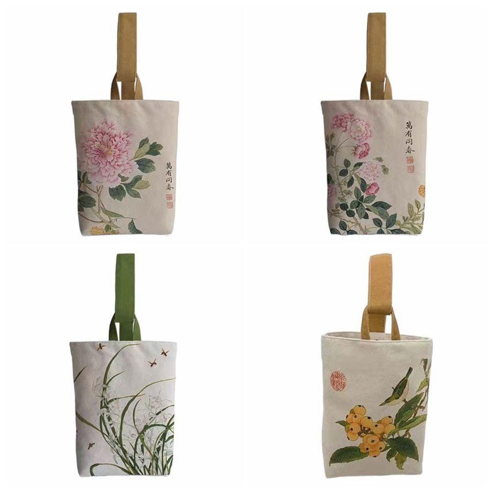 Lưng2 Túi Xách Vải canvas In Họa Tiết Hoa / Chim Phong Cách Trung Quốc