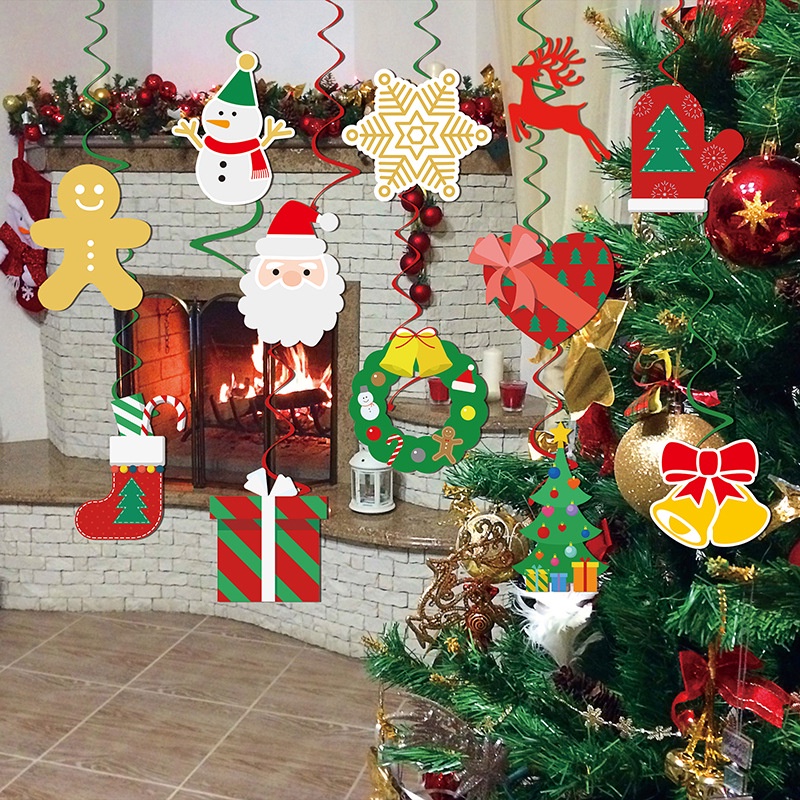 Set 2 Phụ Kiện Treo Trang Trí Giáng Sinh Hình Xoắn Ốc Hoạt Hình Dễ Thương